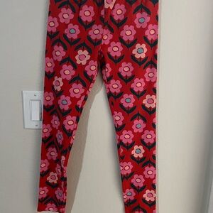 Hanna Andersson Red Floral Print Leggings Size 8